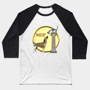 Cat and Dog, Together Forever, Golden Circle Baseball T-Shirt